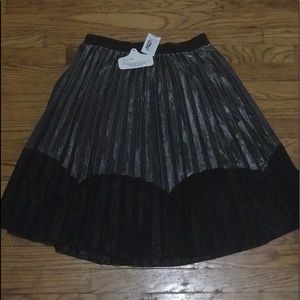 Black and silver midi skirt